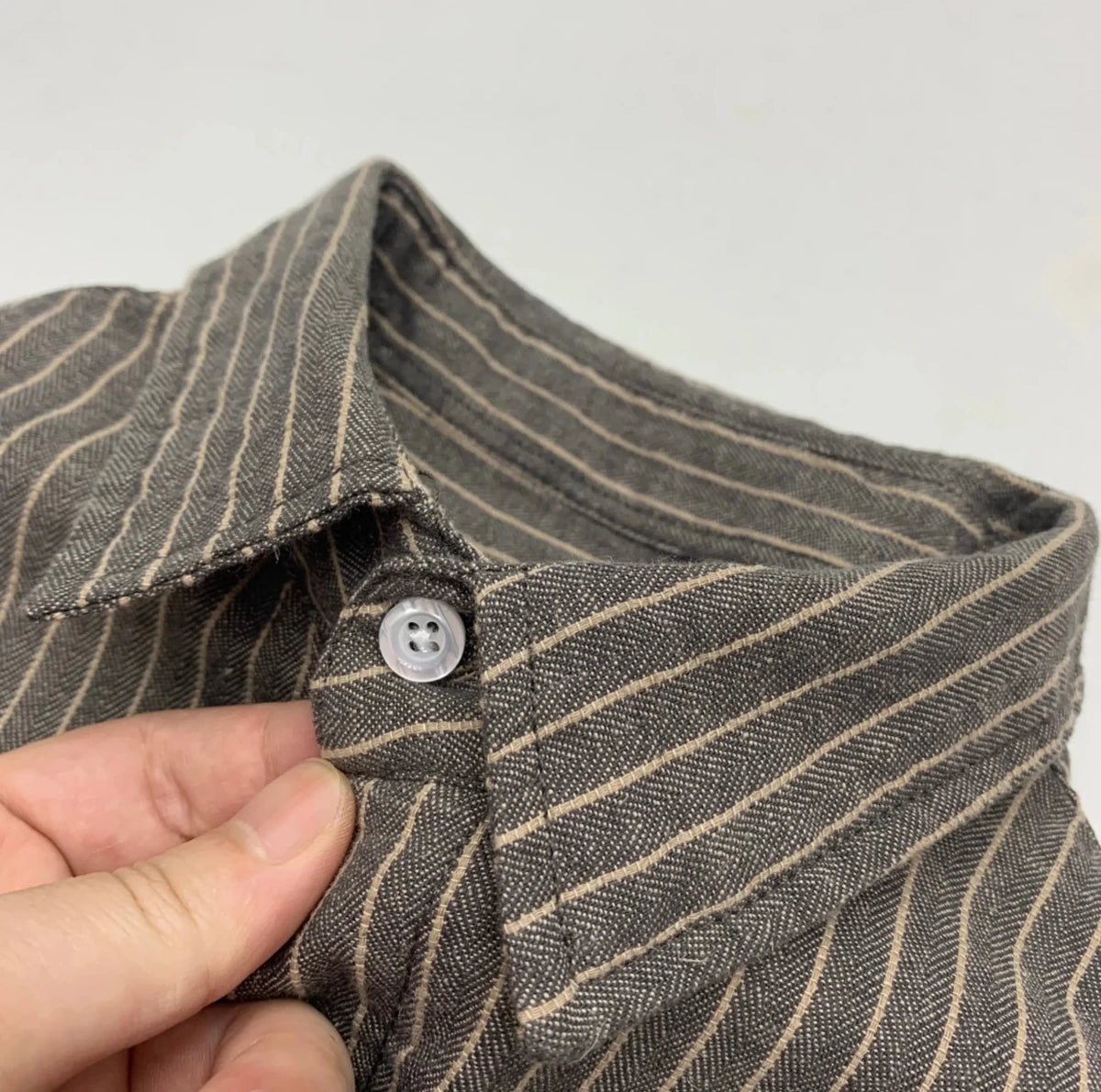 Cotton linen striped long sleeve shirt - Antonios