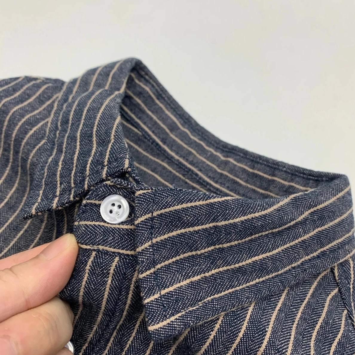 Cotton linen striped long sleeve shirt - Antonios