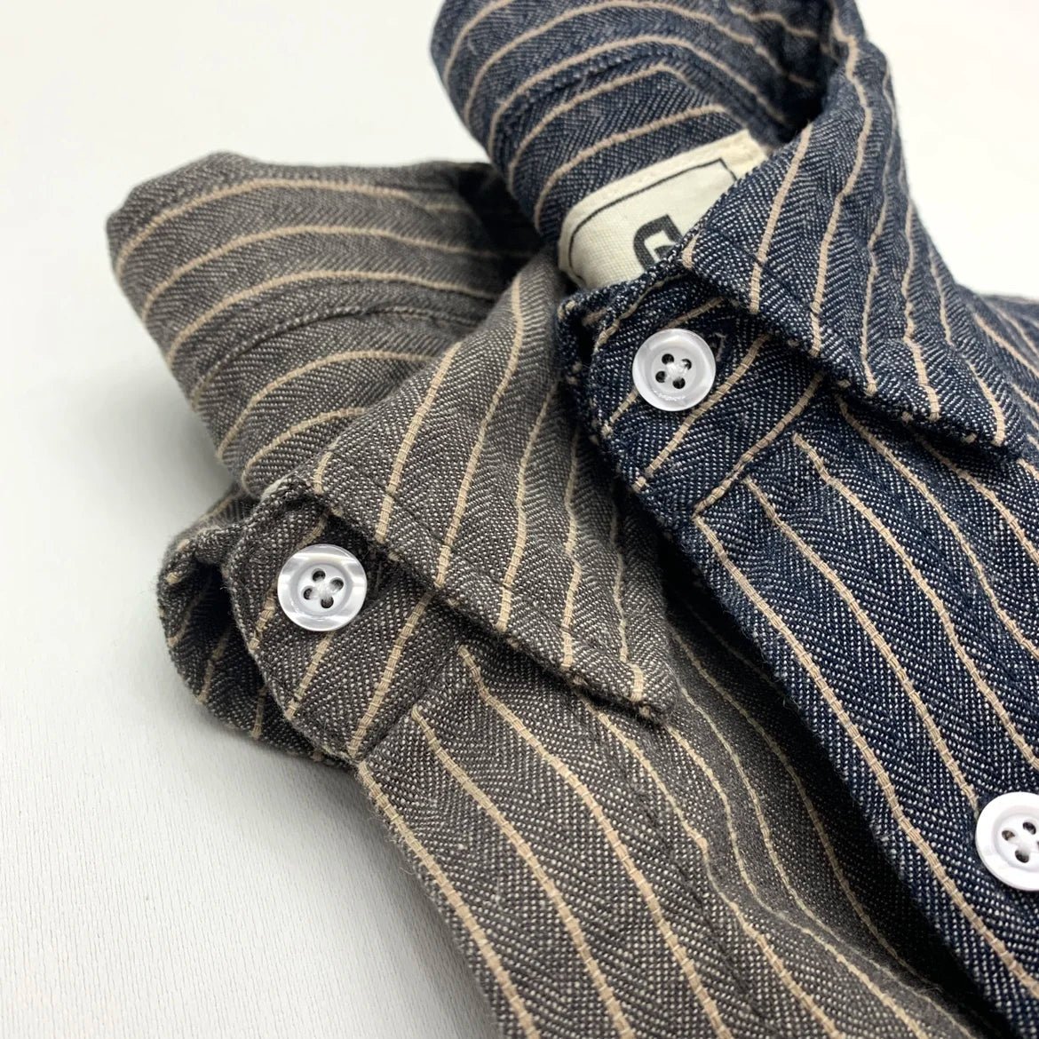 Cotton linen striped long sleeve shirt - Antonios