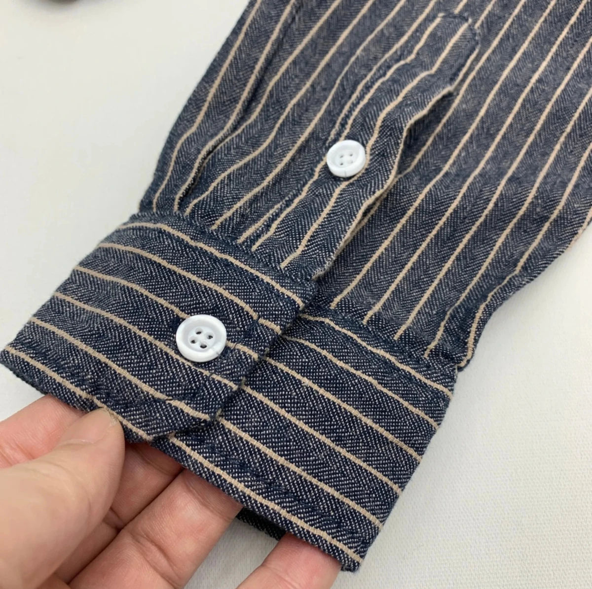 Cotton linen striped long sleeve shirt - Antonios