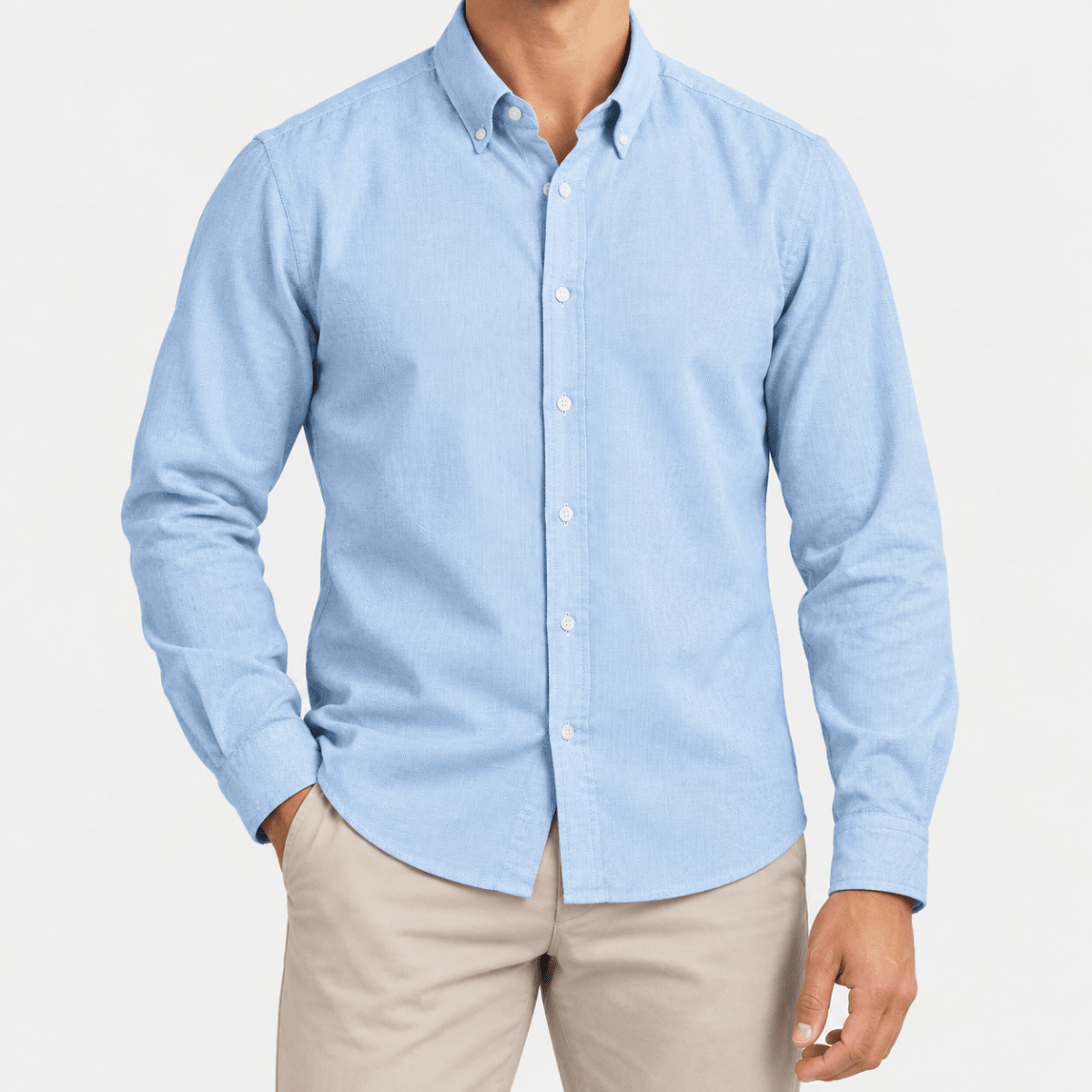 Cotton oxford button down shirt - AntoniosClothing - Light blue