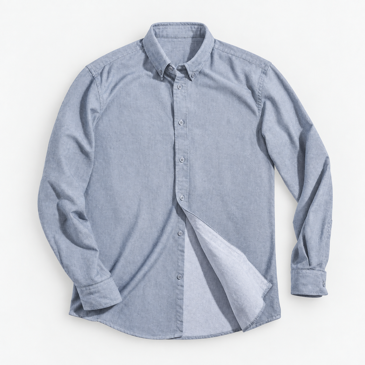 Cotton oxford button down shirt in light gray, product cover