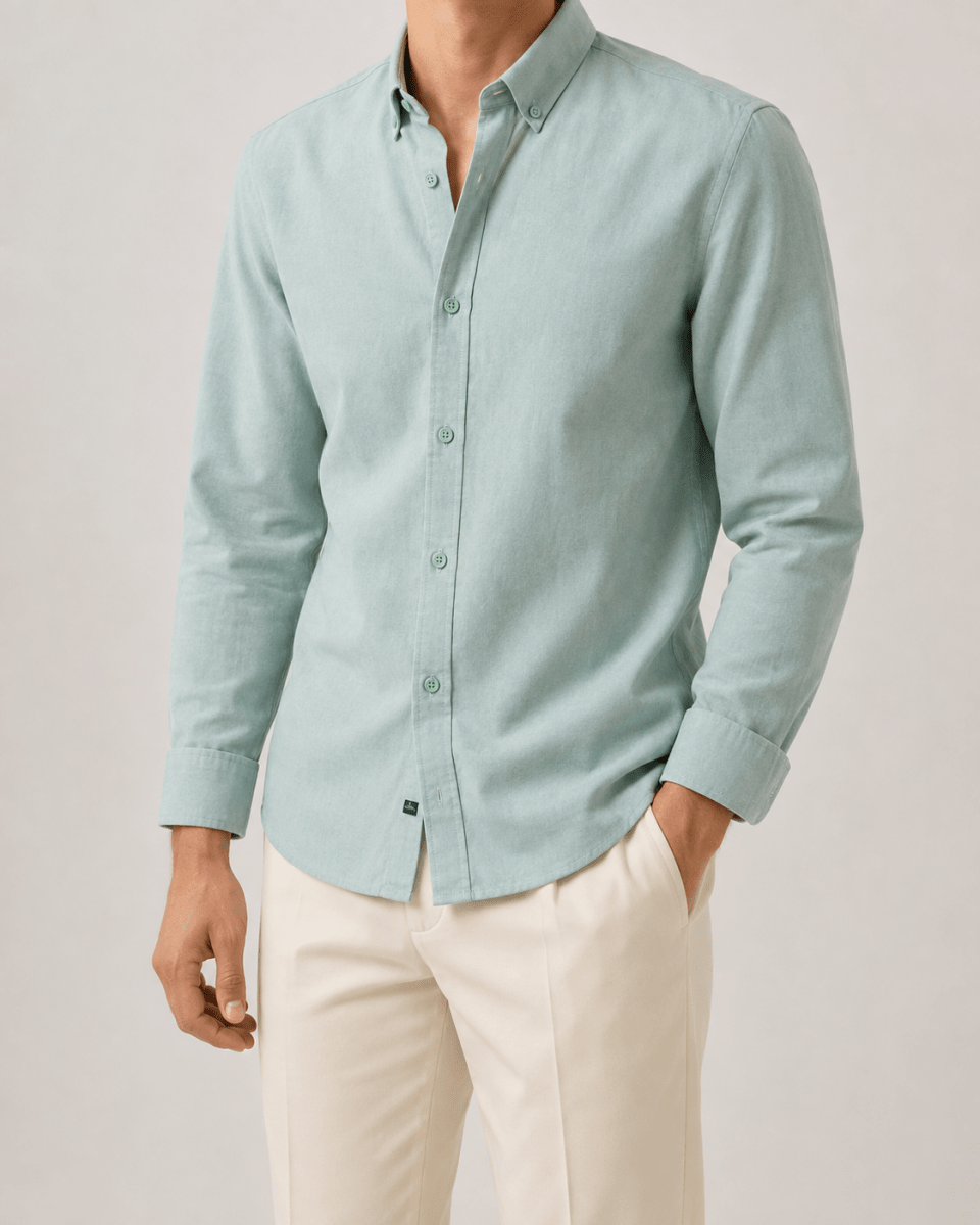 Cotton oxford sweat-wicking slim fit shirt - AntoniosClothing - Navy blue