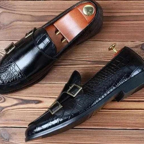 Crocodile pattern microfiber shoes - Antonios