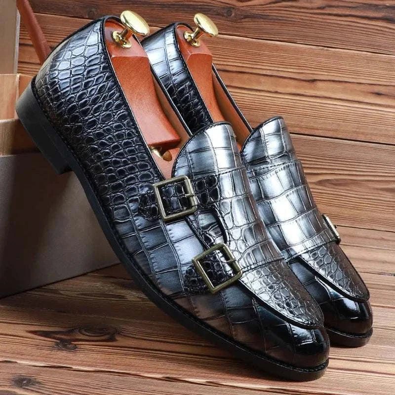 Crocodile pattern microfiber shoes - Antonios