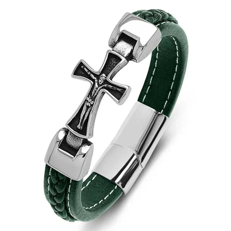 Cross casual leather bracelet - Antonios