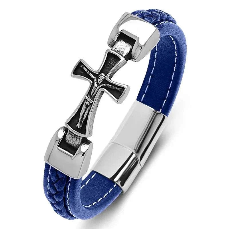 Cross casual leather bracelet - Antonios