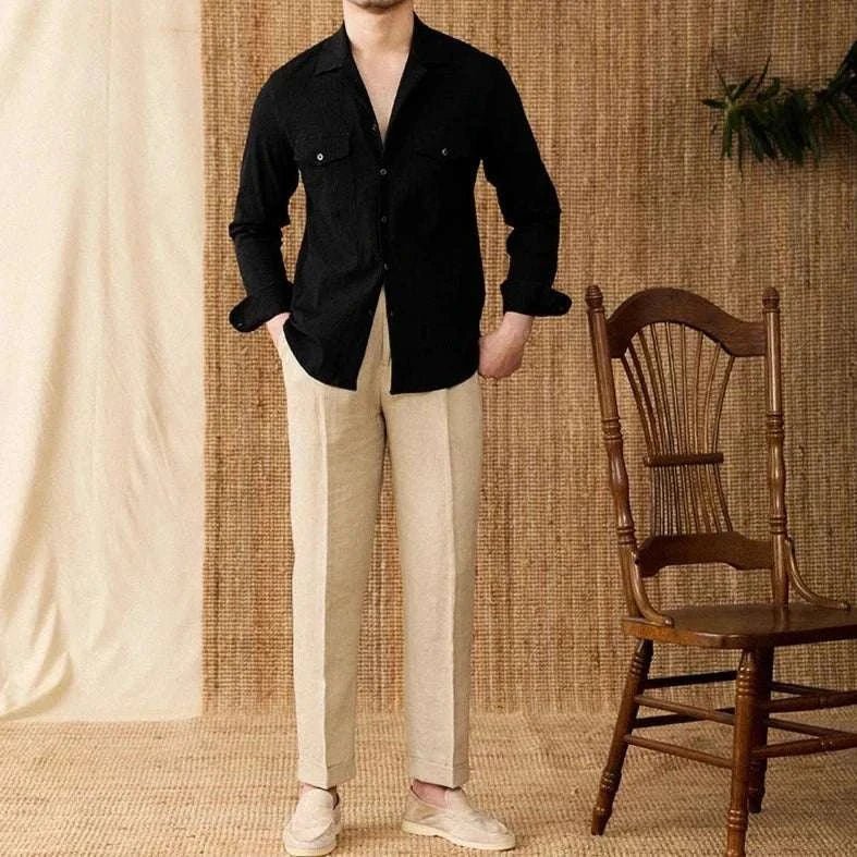 Cuban collar relaxed fit elegant shirt - Antonios