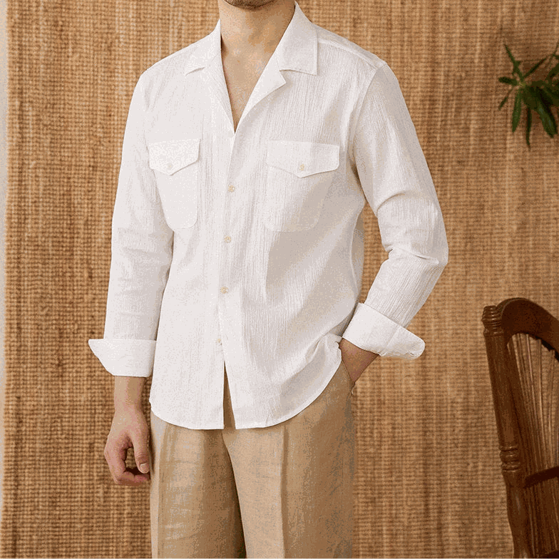 Cuban collar relaxed fit elegant shirt - Antonios
