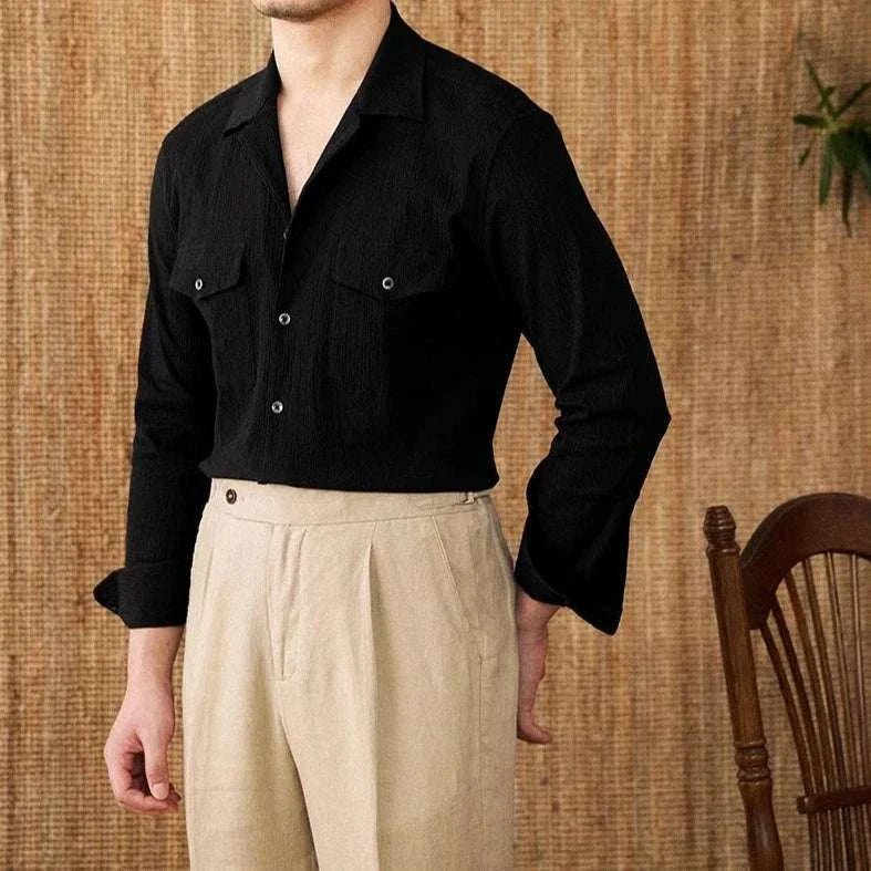 Cuban collar relaxed fit elegant shirt - Antonios