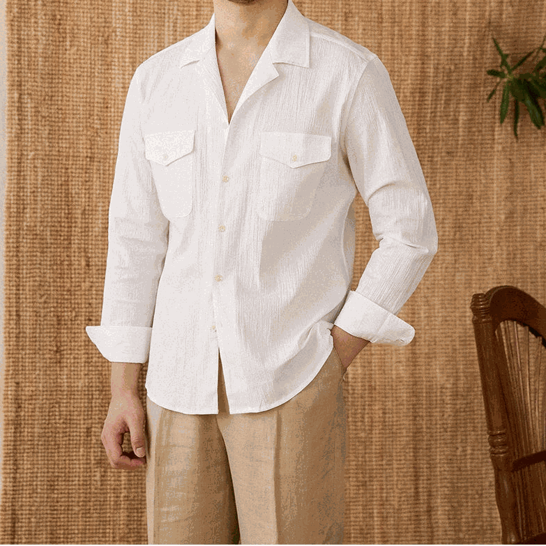Cuban collar relaxed fit elegant shirt - Antonios