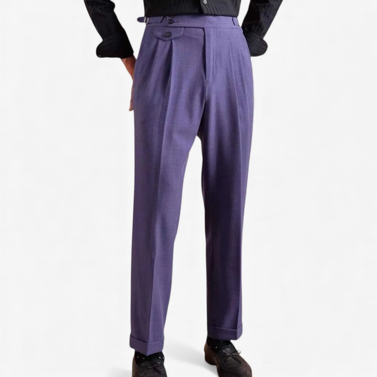 Double pleated wool straight pants - Antonios
