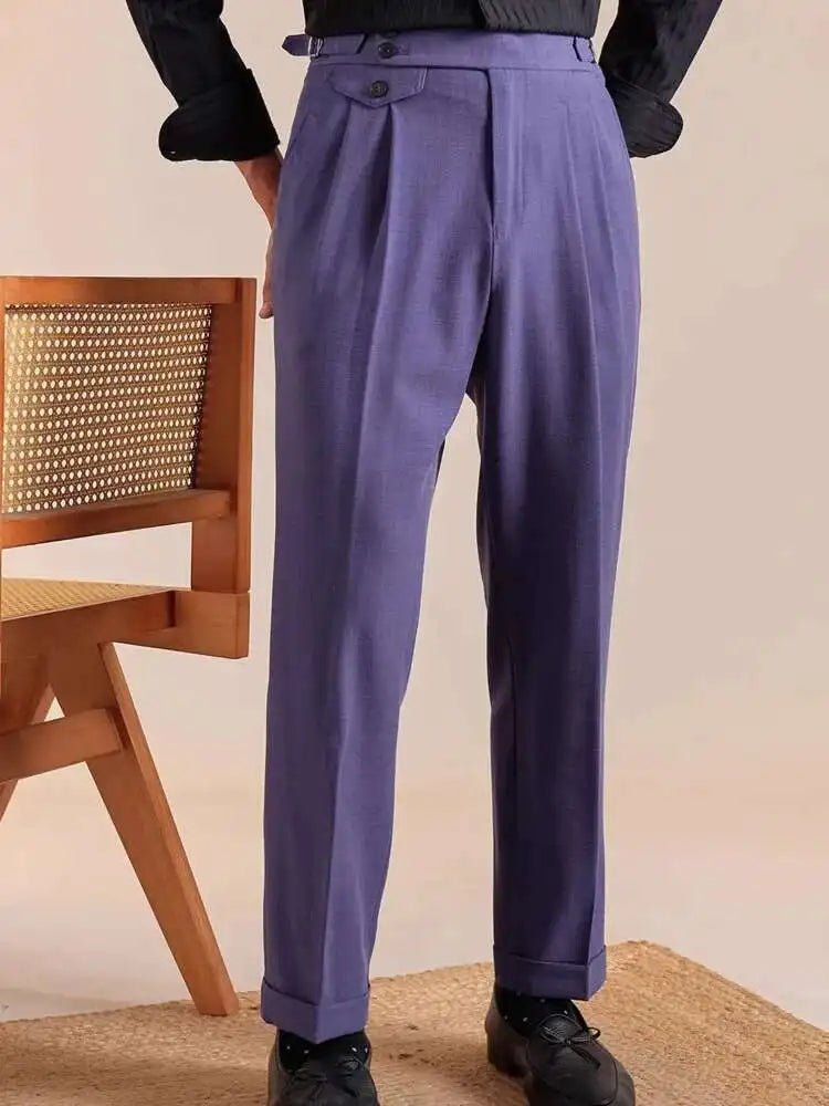 Double pleated wool straight pants - Antonios