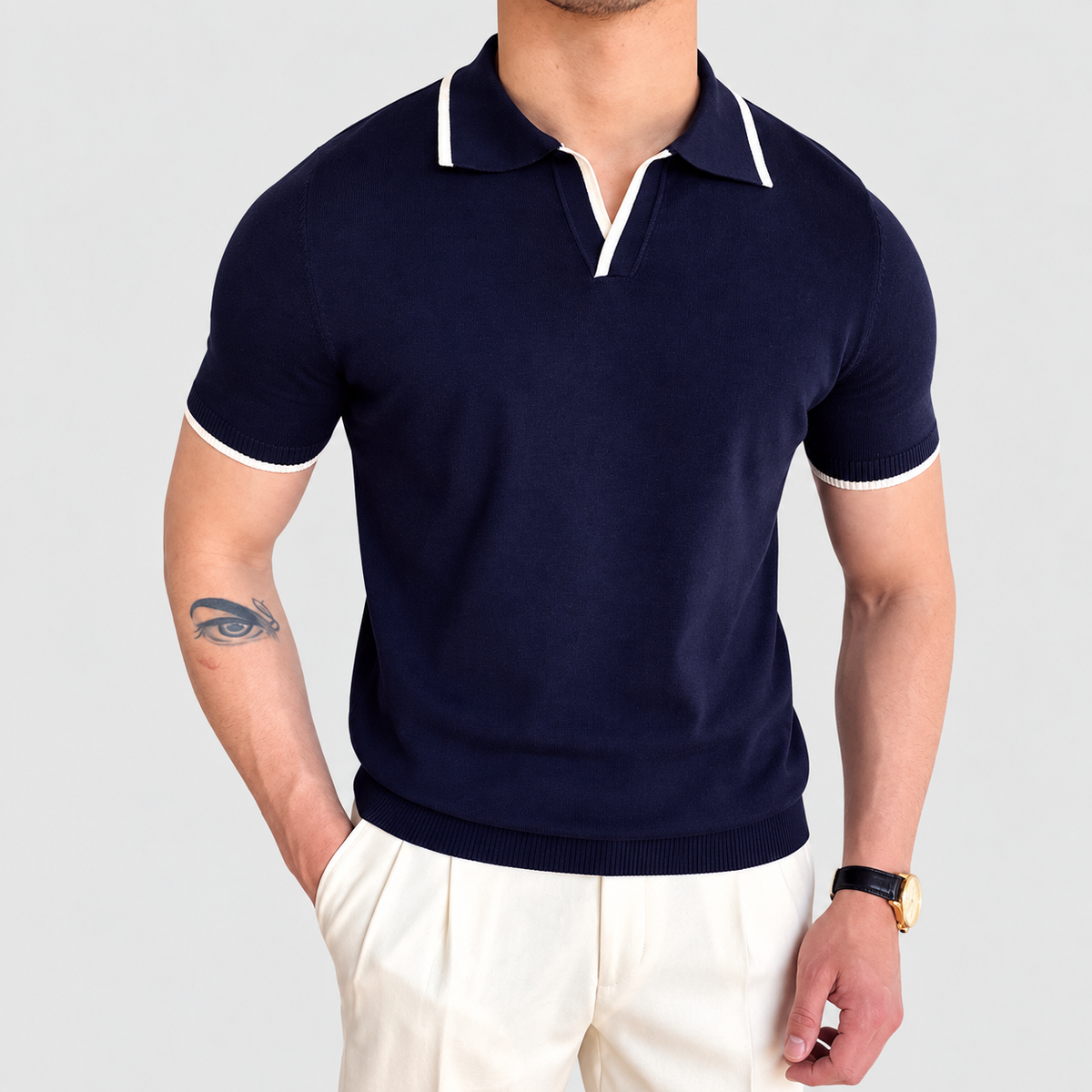 cotton polo shirt — Dark Blue