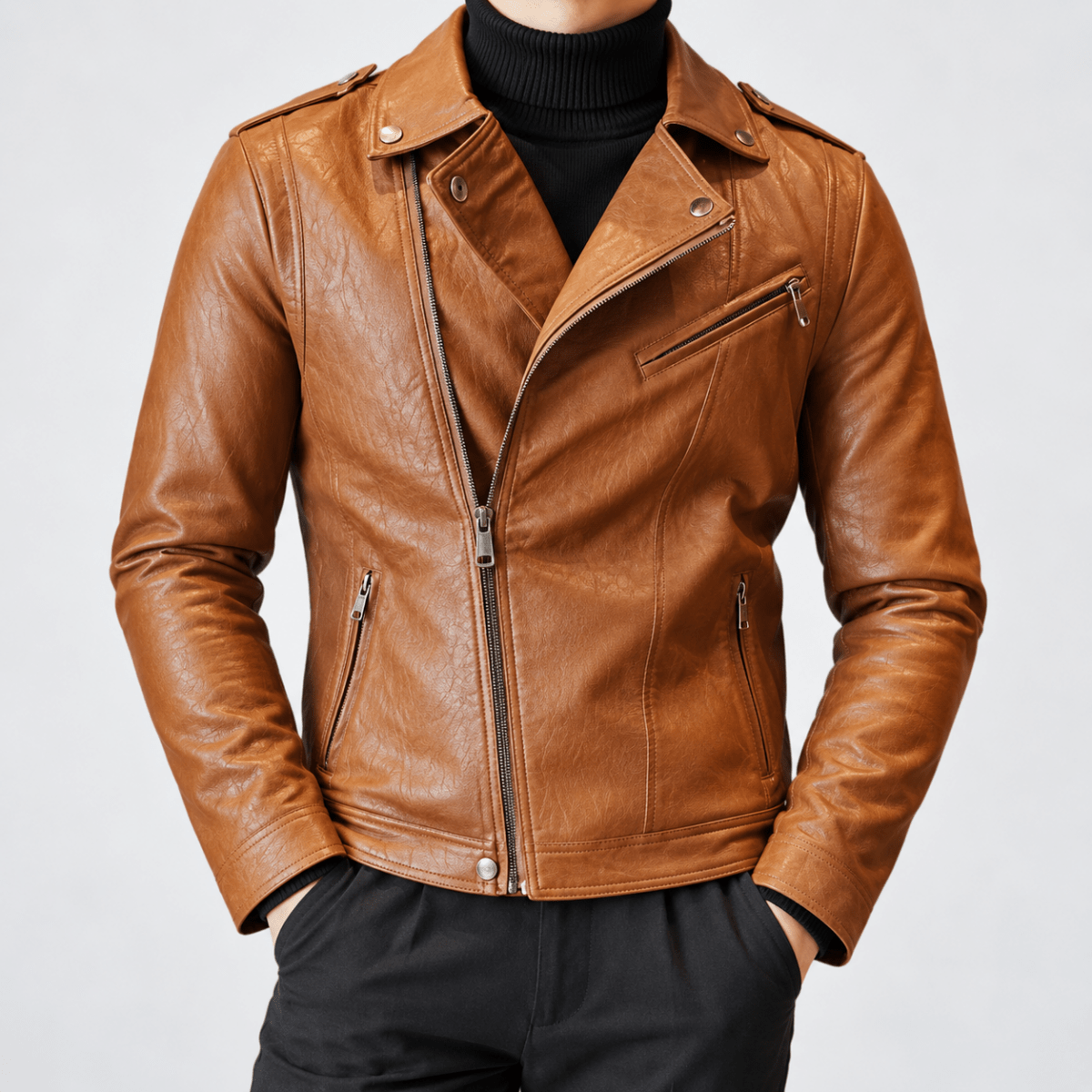 ECO leather jacket - AntoniosClothing - Coffee2