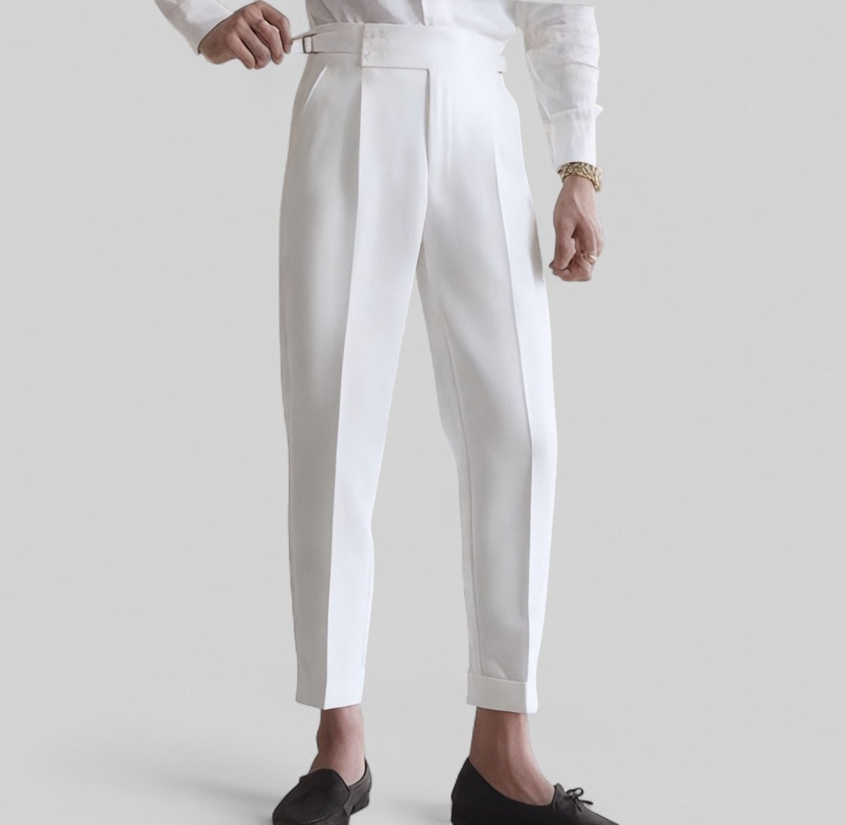 Elegant set black + high - waist white (shirt + pants) - Antonios