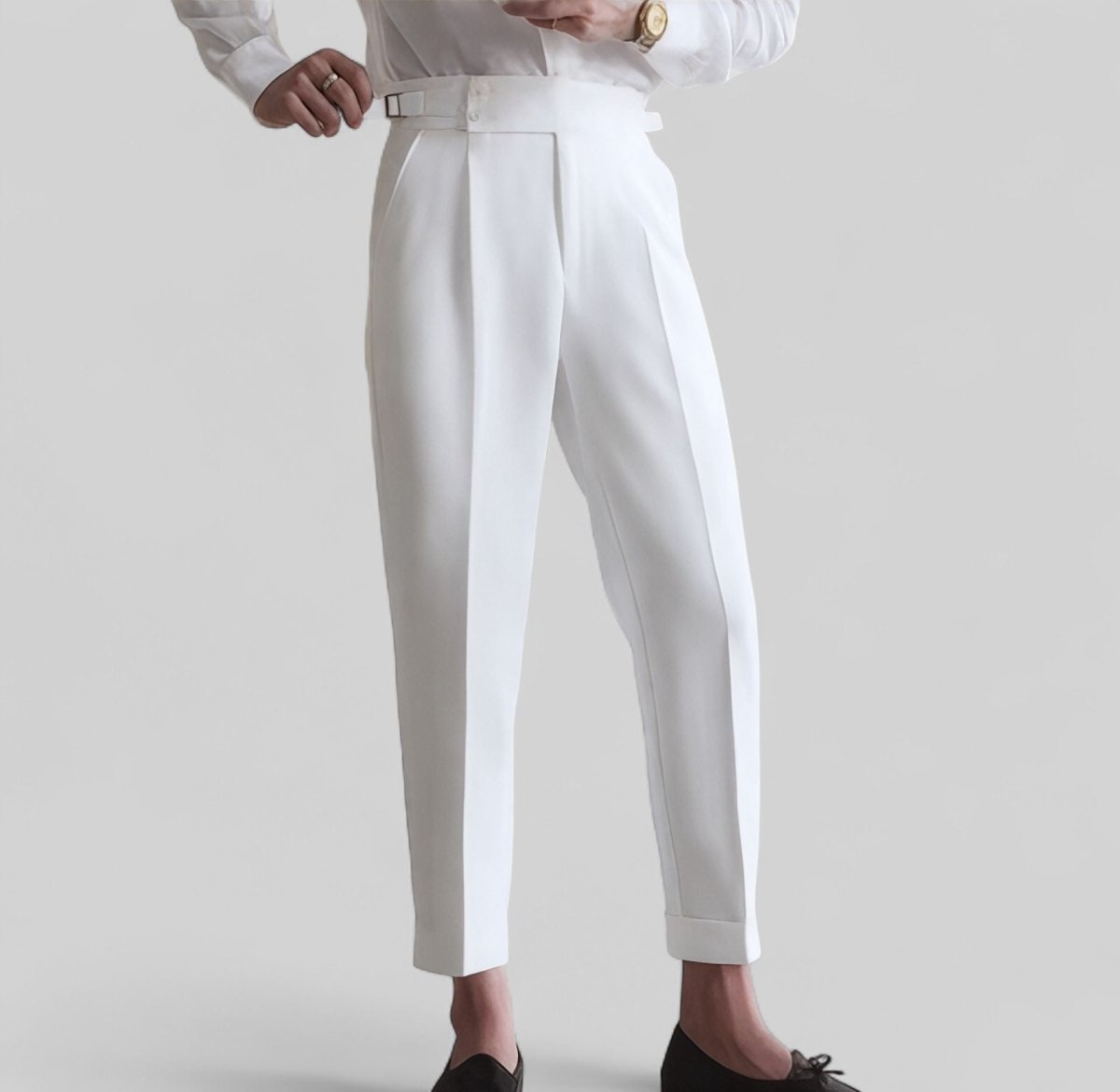 Elegant set black + high - waist white (shirt + pants) - Antonios