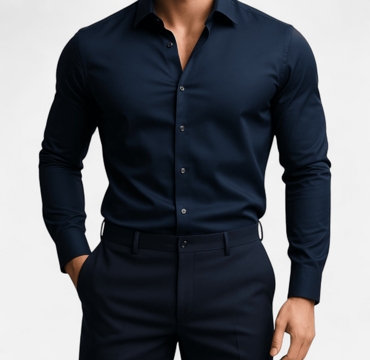 Elegant set navy blue+navy blue (shirt+trousers) - Antonios