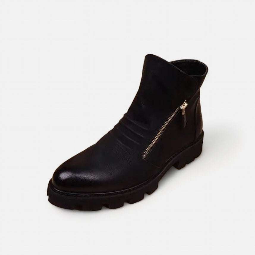 Fashion leather chelsea boots with zipper - Antonios