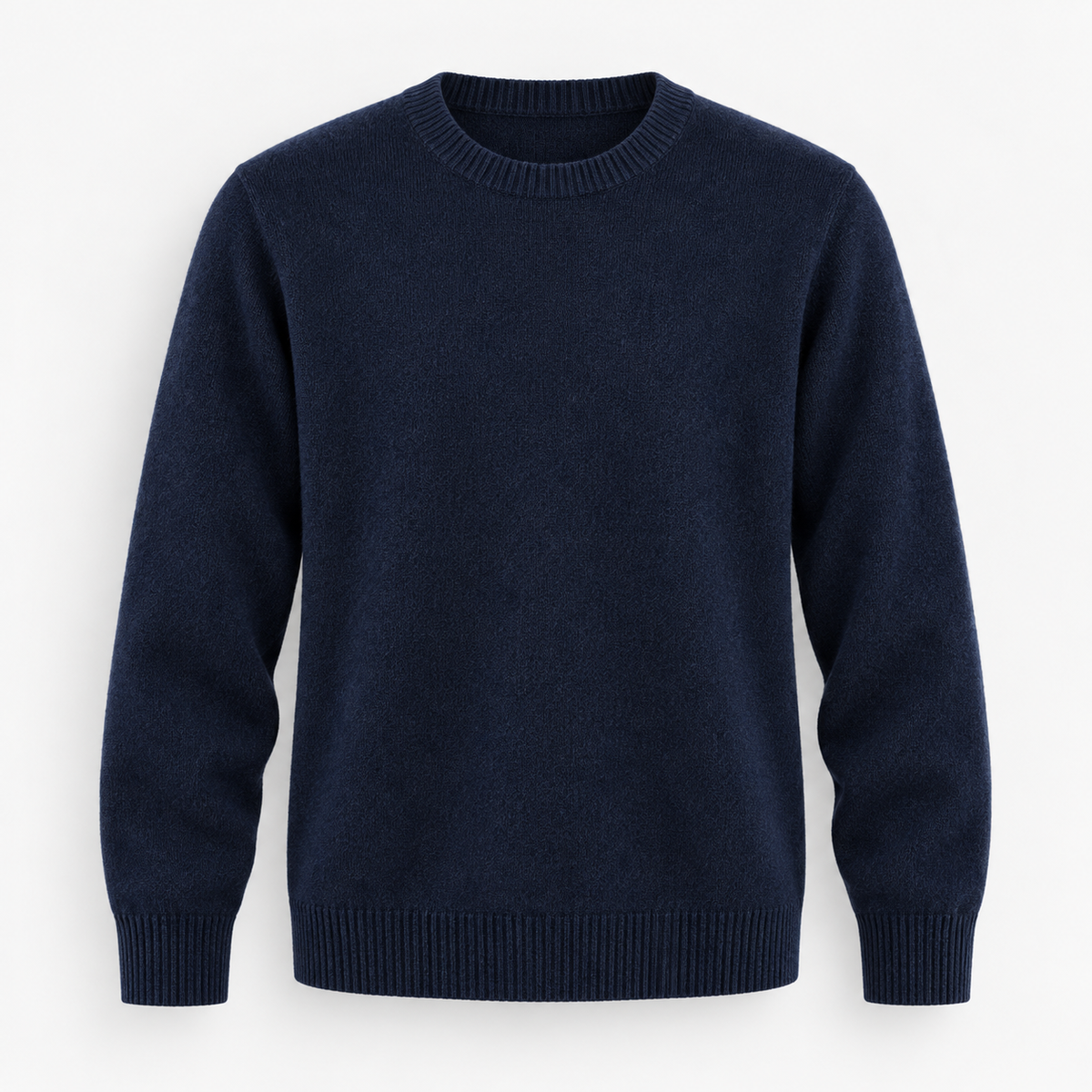 Fine knit wool crew neck sweater in navy, product cover