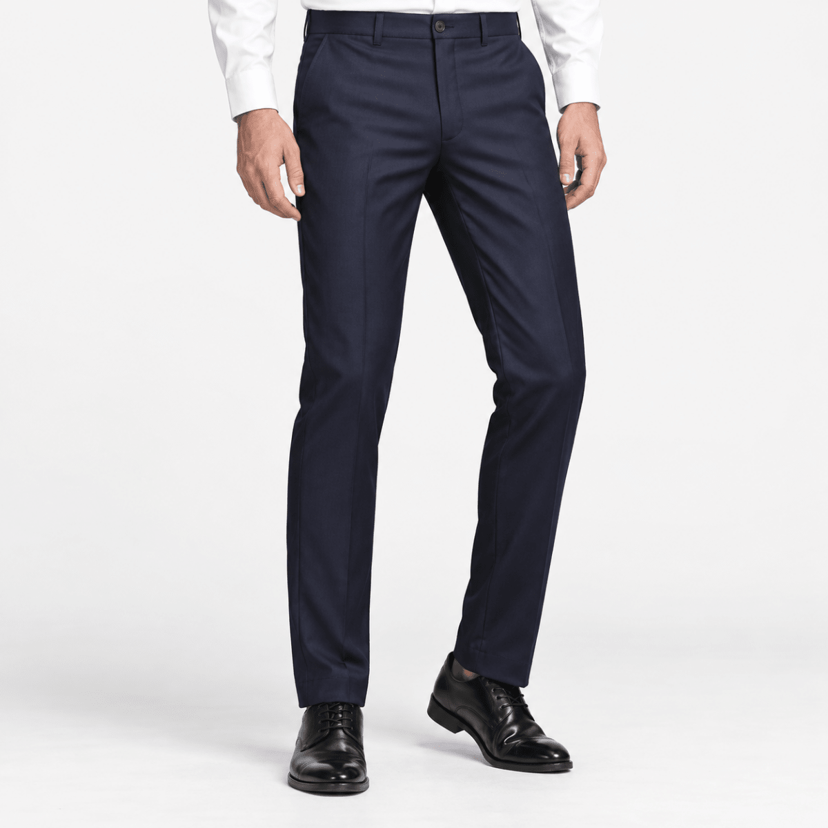 Flat front suit trousers - AntoniosClothing - Navy Blue