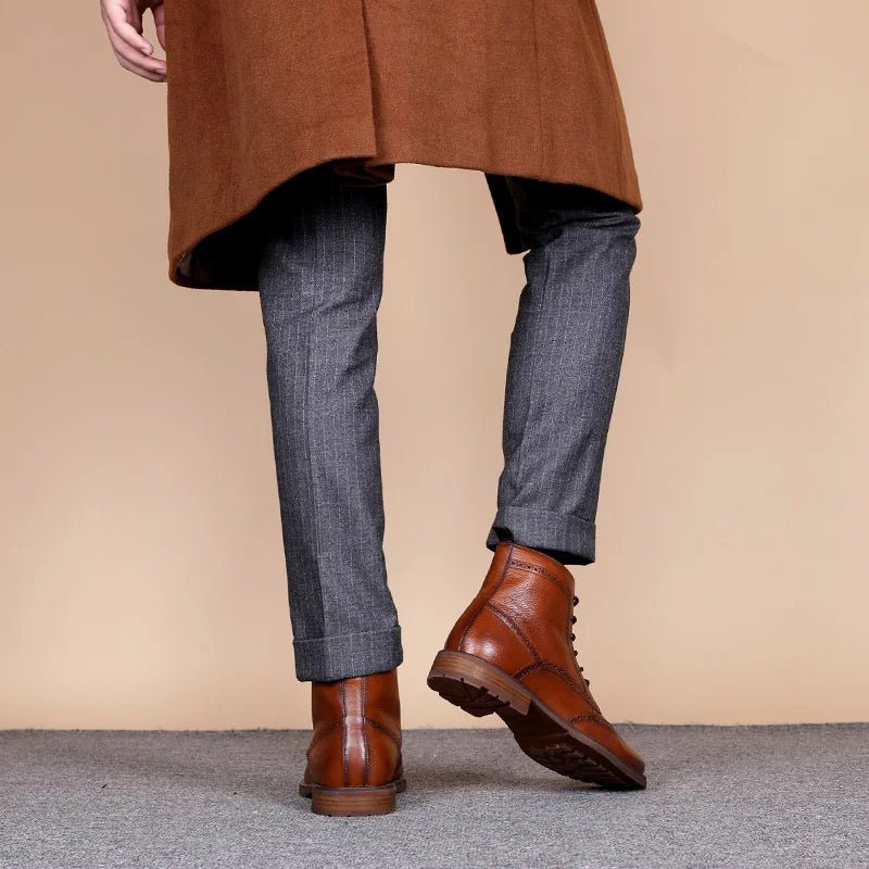 Fleece - lined leather brogue boot - Antonios