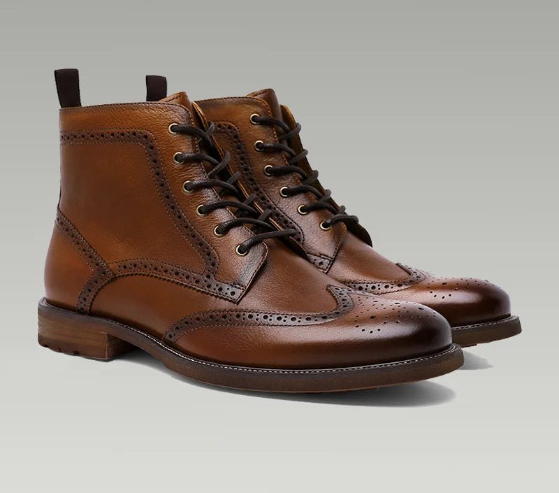 Fleece - lined leather brogue boot - Antonios