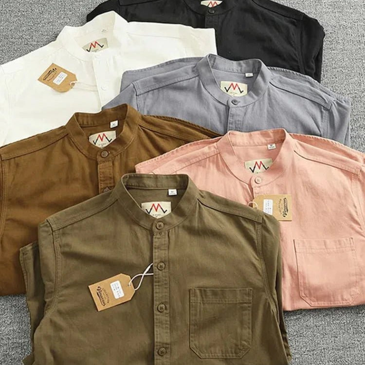 Gentleman stand collar cotton pullover - Antonios