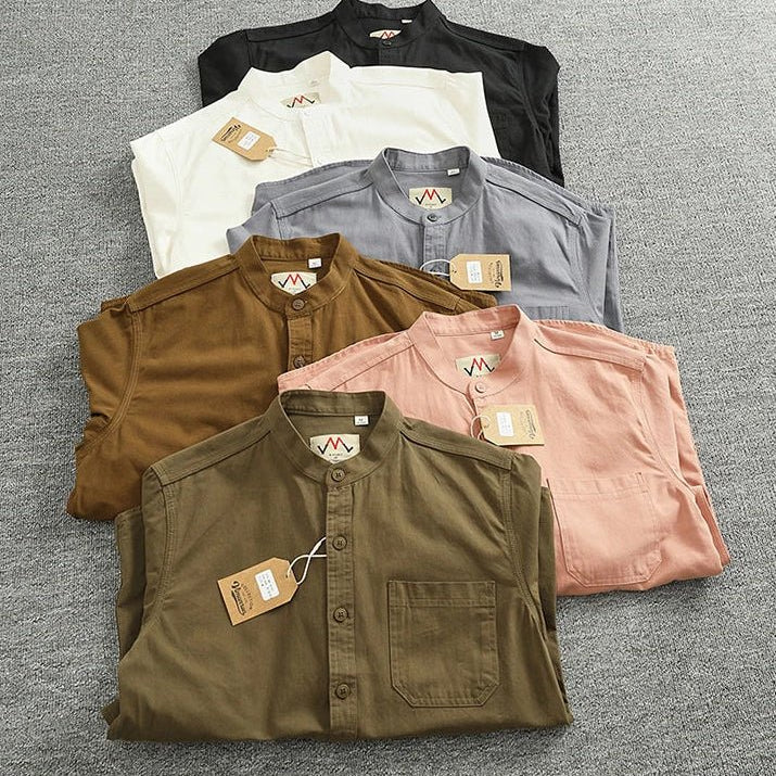 Gentleman stand collar cotton pullover - Antonios