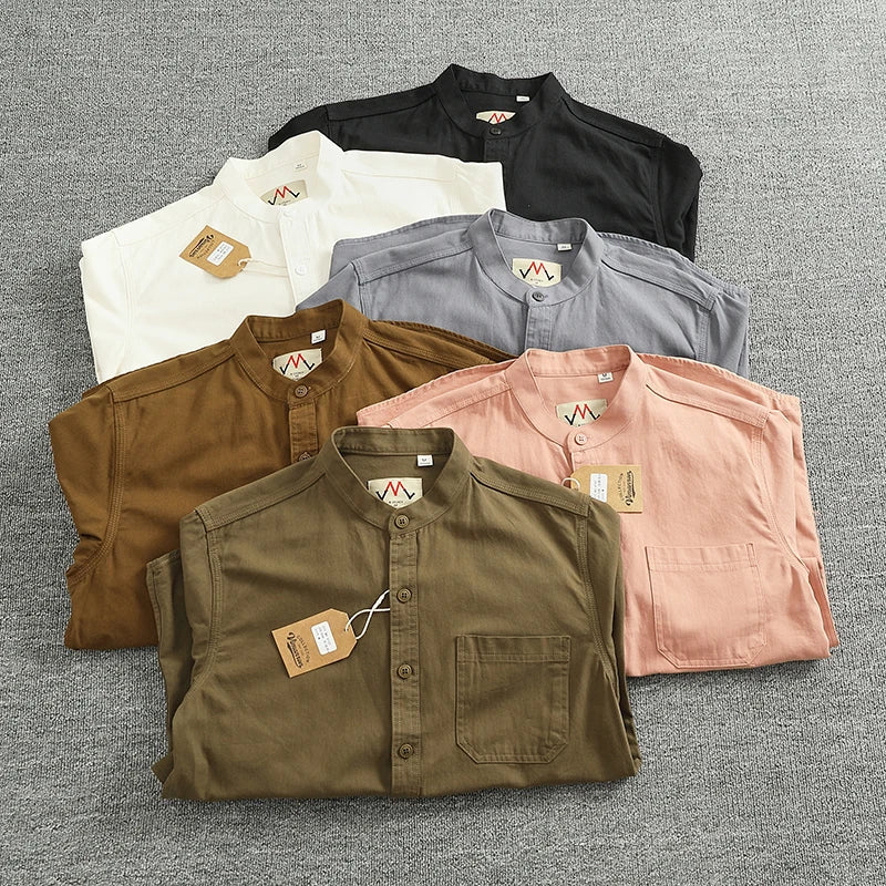 Gentleman stand collar cotton pullover - Antonios