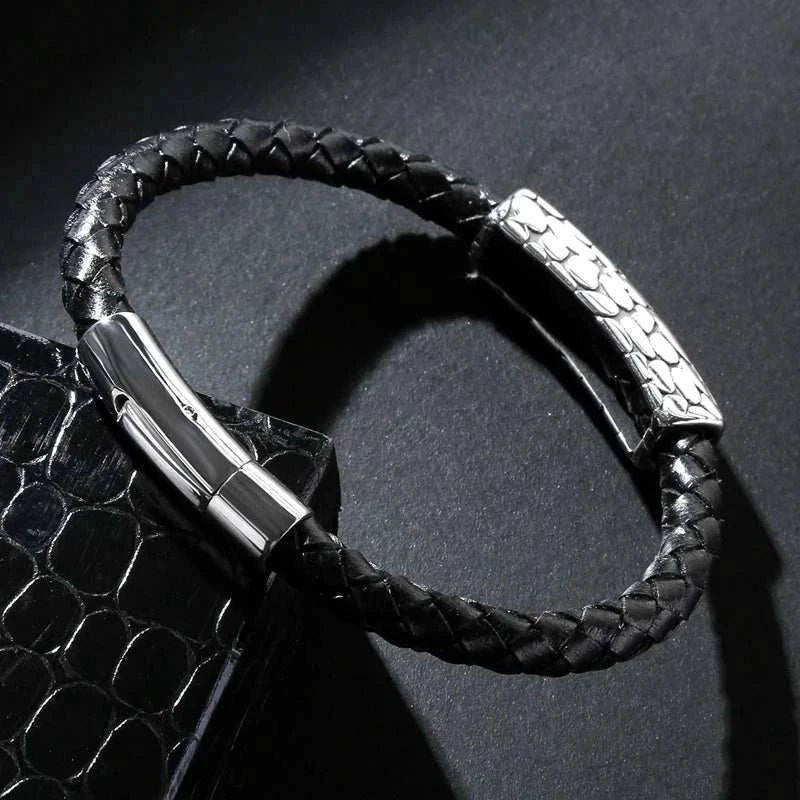 Genuine leather braided bracelet - Antonios