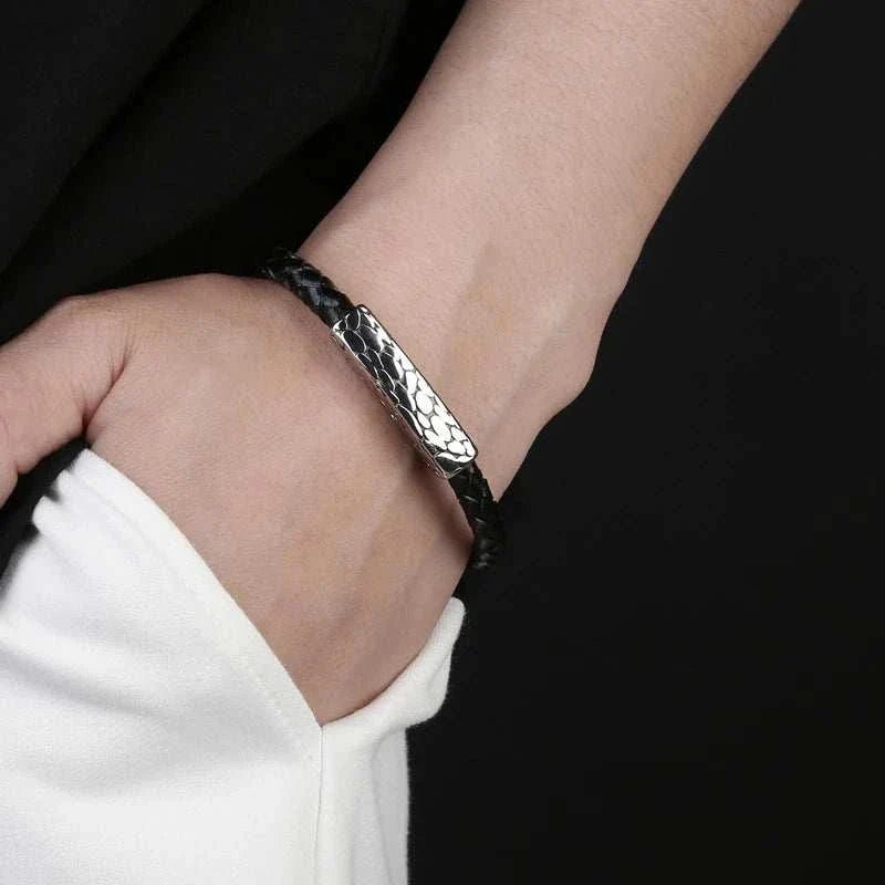 Genuine leather braided bracelet - Antonios