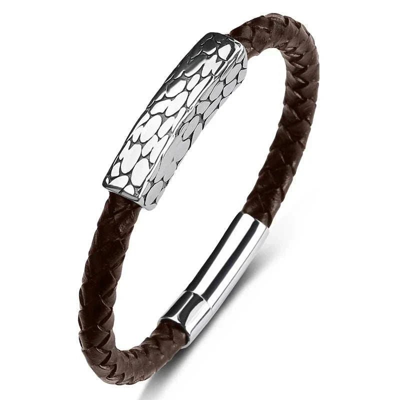 Genuine leather braided bracelet - Antonios
