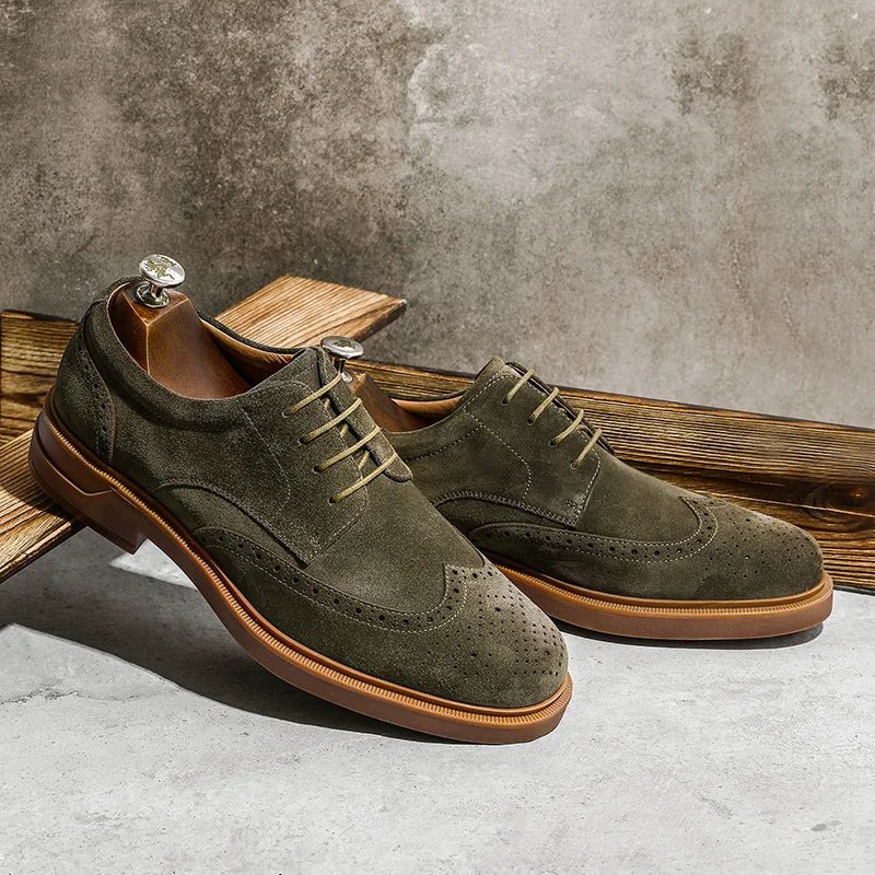 Genuine suede cow leather derby shoes - Antonios