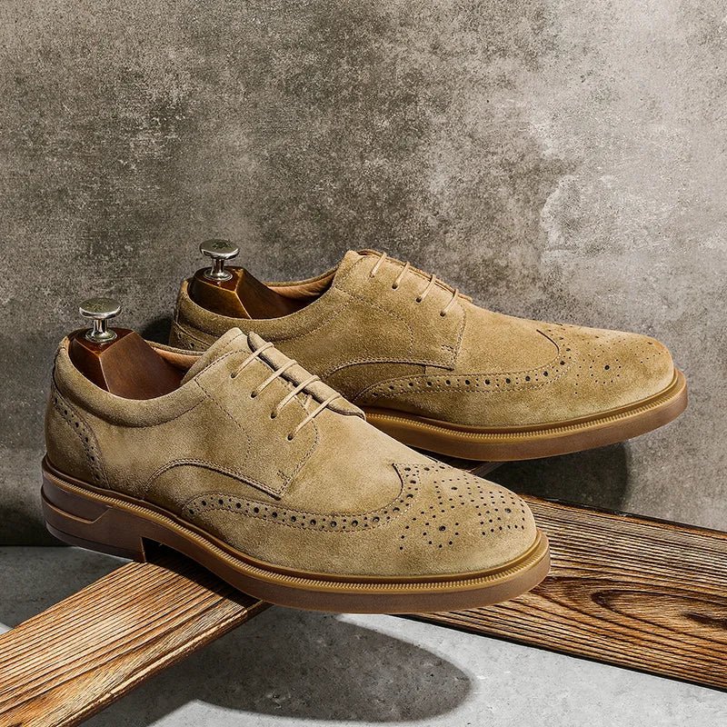 Genuine suede cow leather derby shoes - Antonios