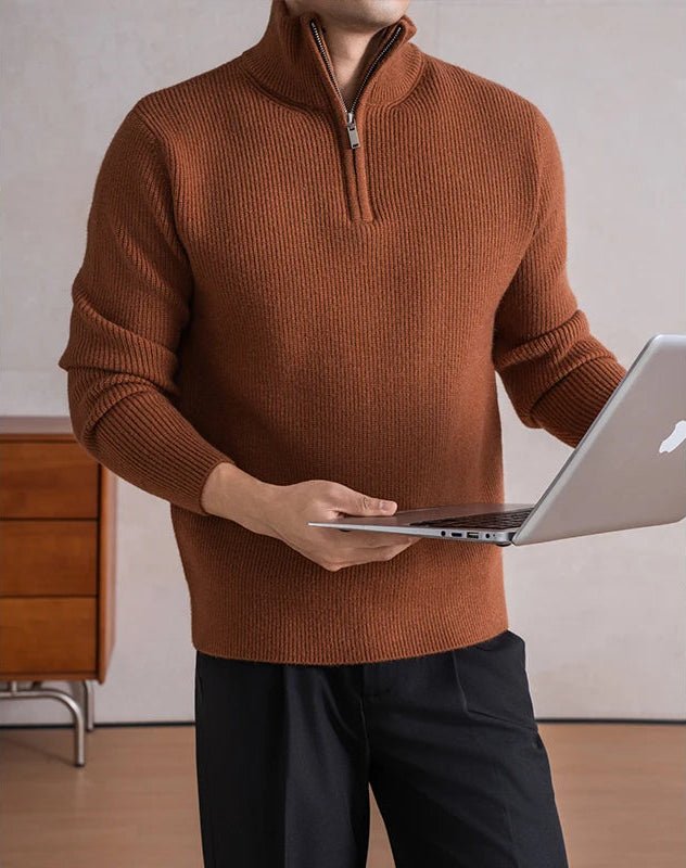 Heavyweight zip mockneck sweater - Antonios