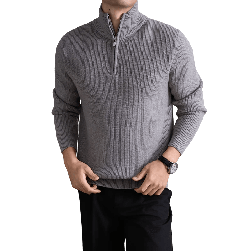 Heavyweight zip mockneck sweater - Antonios