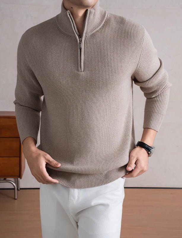 Heavyweight zip mockneck sweater - Antonios