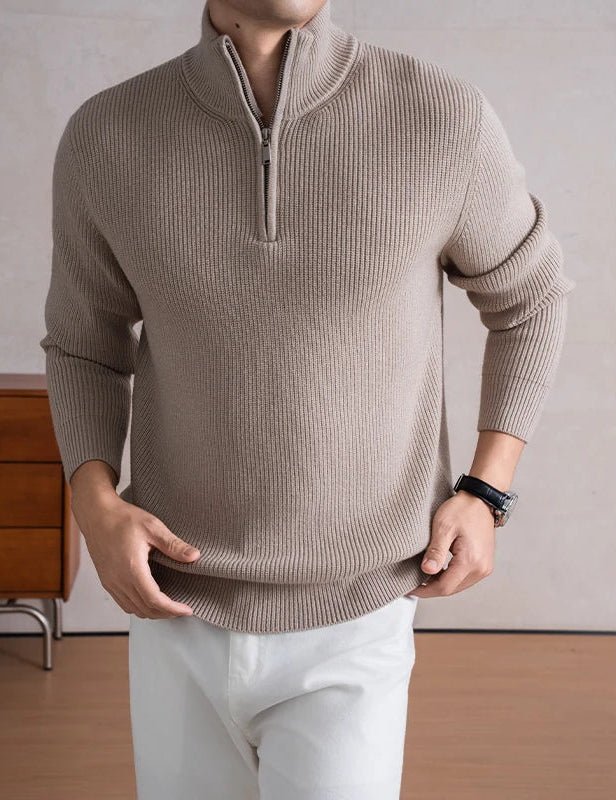 Heavyweight zip mockneck sweater - Antonios