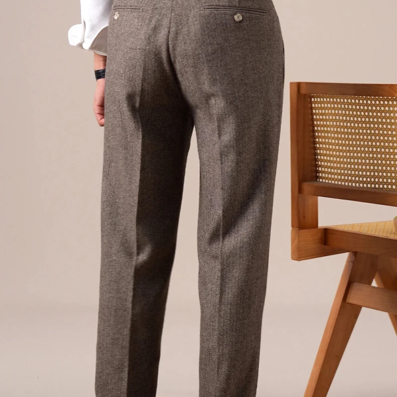 Herringbone wool - blend autumn trousers - Antonios