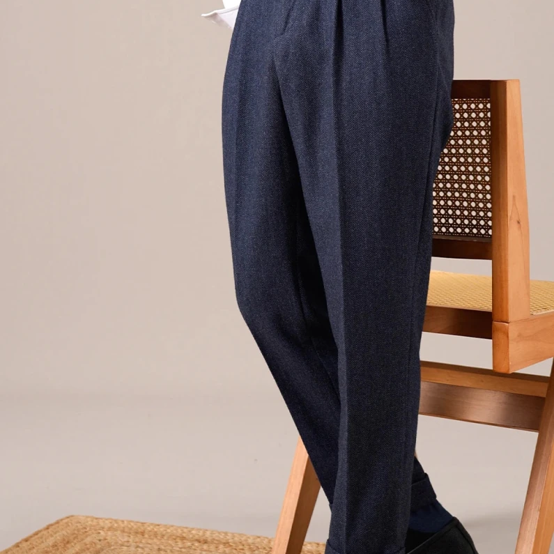 Herringbone wool - blend autumn trousers - Antonios