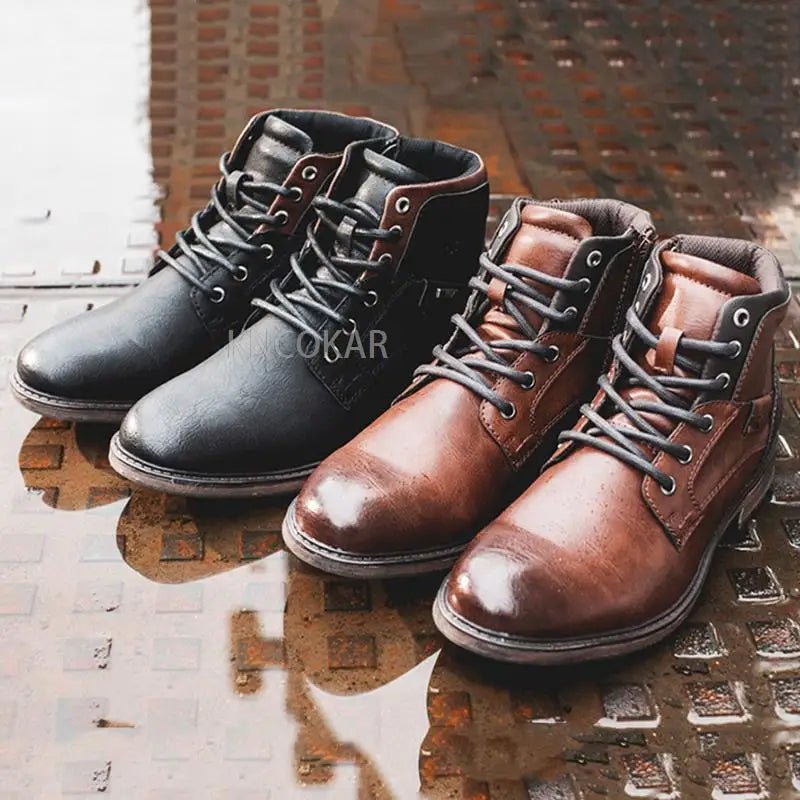 High - top winter leather boots with zipper - Antonios