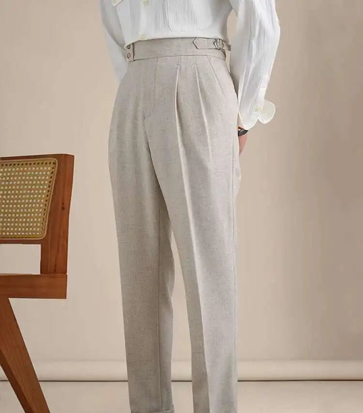 High - waist linen straight fit trousers - Antonios
