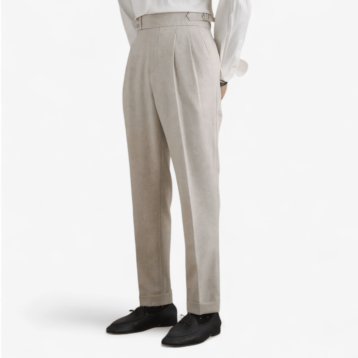 High - waist linen straight fit trousers - Antonios