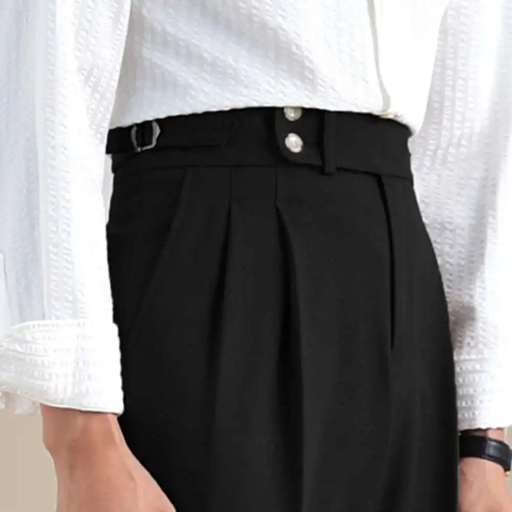 High - waist linen straight fit trousers - Antonios