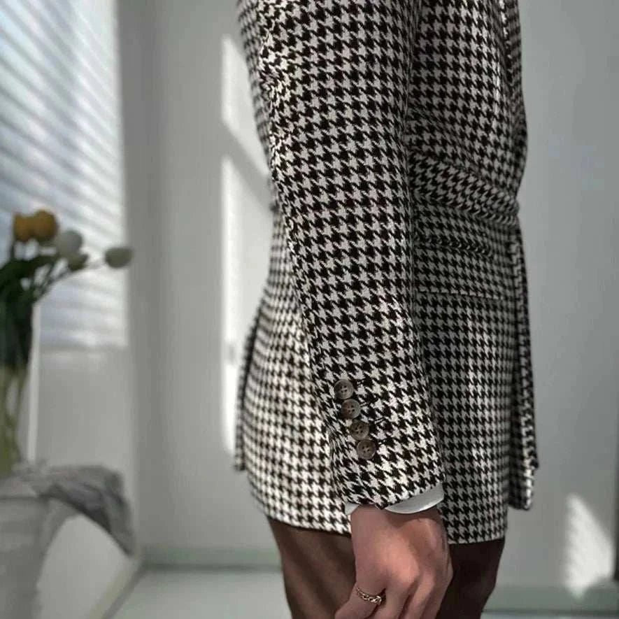 Houndstooth woolen retro suit blazer - Antonios