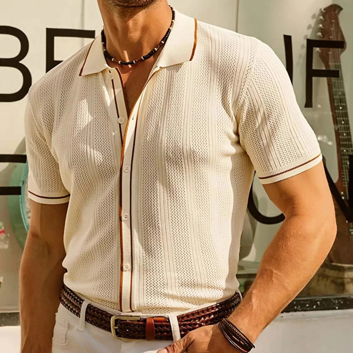 Ice silk summer short sleeve shirt - Antonios