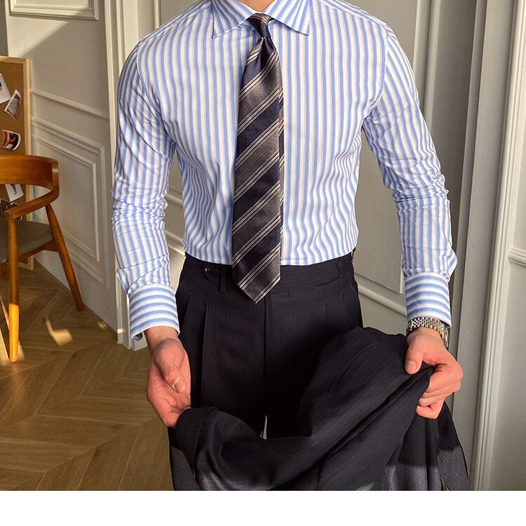 Italian Blue Striped Shirt - Antonios