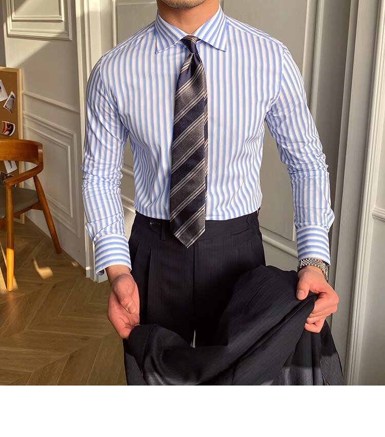 Italian Blue Striped Shirt - Antonios