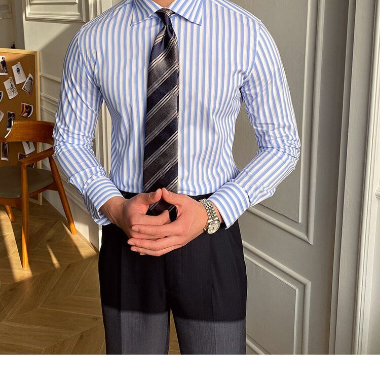 Italian Blue Striped Shirt - Antonios